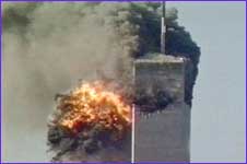 Fire to the sky, WTC tower burning after the crash