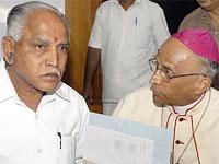 Yeddyurappa with arch bishop Bernard Moras