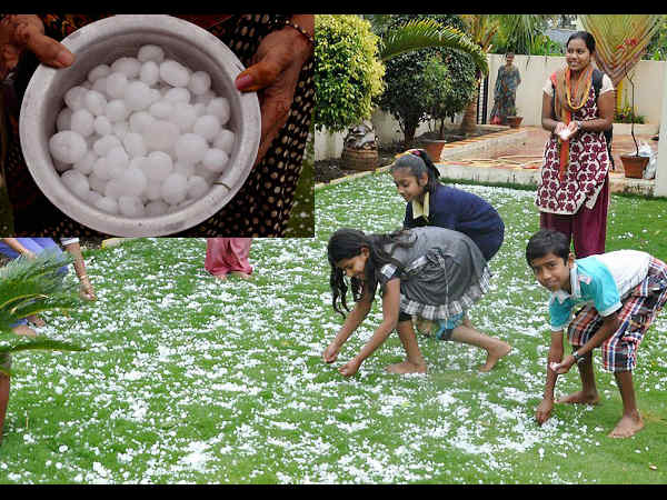 ಮಹಾರಾಷ್ಟ್ರದಲ್ಲಿ ಆಲಿಕಲ್ಲು ಹೆಕ್ಕುತ್ತಿದ್ದಾರೆ