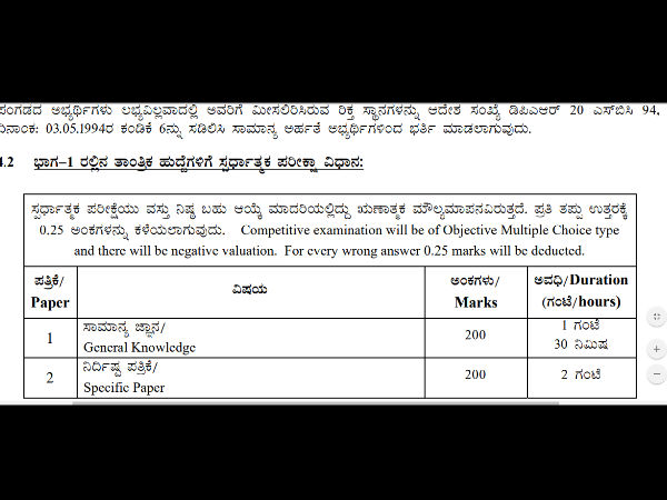 ತಾಂತ್ರಿಕ ಹುದ್ದೆಯ ಪರೀಕ್ಷಾ ವಿಧಾನ