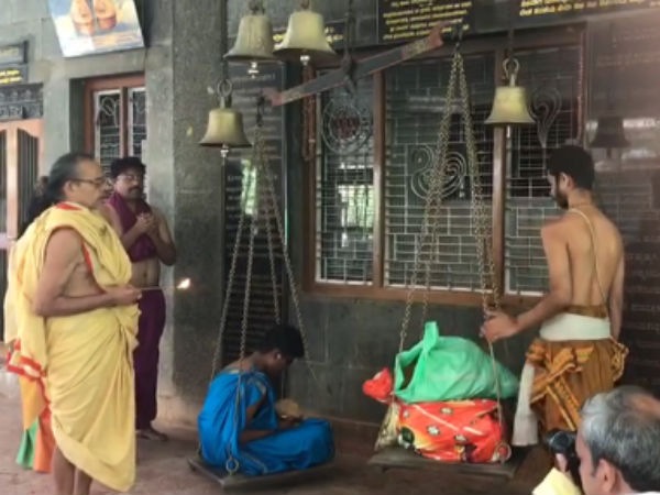 ಋಣ ಬಾಧೆ ನಿವಾರಣೆಗೆ ಉಪ್ಪಿನಲ್ಲಿ ತುಲಾ ಭಾರ ಸೇವೆ