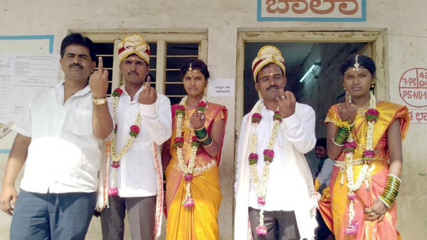 ಮತ ಚಲಾಯಿಸಿದ ದಂಪತಿಗಳು