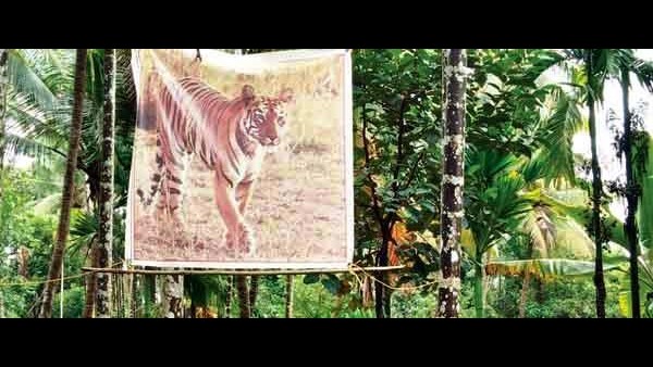 ಹುಲಿ ಚಿತ್ರದ ಬ್ಯಾನರ್ ಅಳವಡಿಕೆ