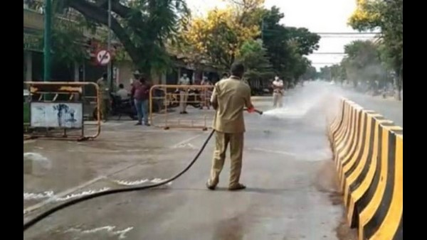 ಅಭಯ ತಂಡದಿಂದ ಸಿಂಪಡಣಾ ಕಾರ್ಯ