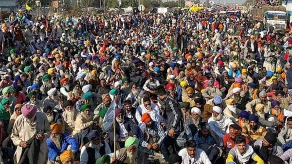 Protesting Haryana farmers towed cow to the police station Protesting Haryana farmers towed cow to the police station