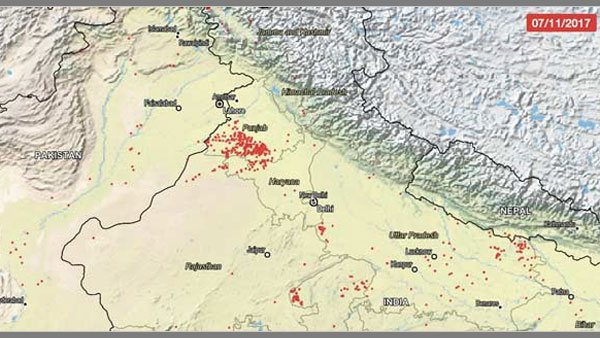 Farm Fires Burn cause River Of Smoke Over Delhi, Nasa Picture reveals Farm Fires Burn cause River Of Smoke Over Delhi, Nasa Picture reveals