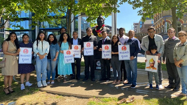 Minister Ashwath Narayan Paid Tribute to Basaveshwara Statue In London Minister Ashwath Narayan Paid Tribute to Basaveshwara Statue In London