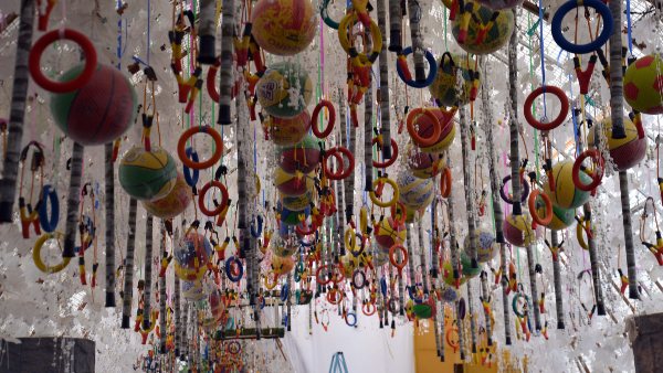 Special decoration using sports equipment Sai Baba Temple in JP Nagar Guru Purnima Special decoration using sports equipment Sai Baba Temple in JP Nagar Guru Purnima