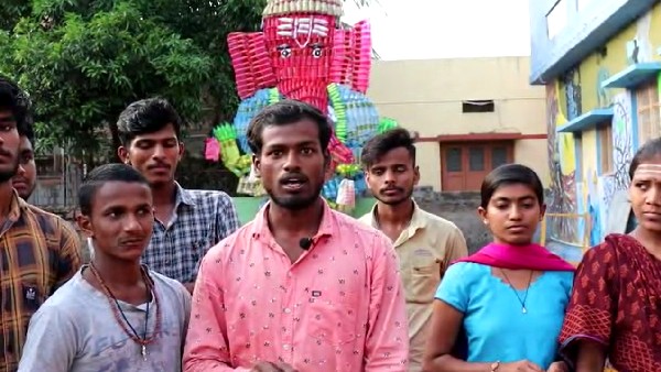 20 feet water bottle Ganesh idol attracted attention in Ilakal 20 feet water bottle Ganesh idol attracted attention in Ilakal