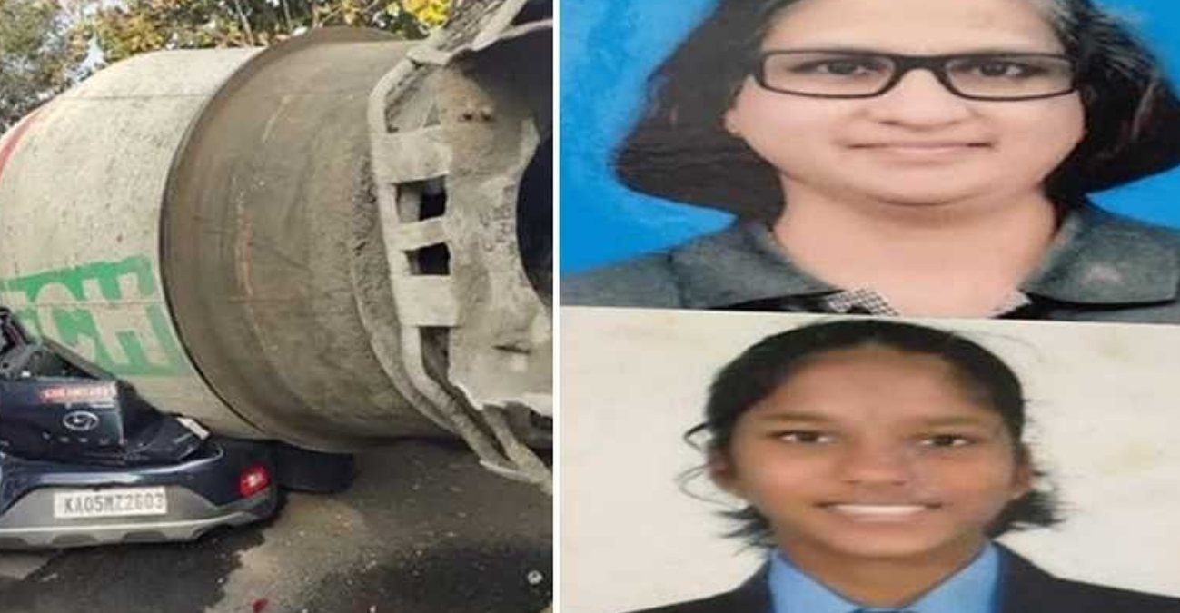 Bengaluru ನಿಯಂತ್ರಣ ತಪ್ಪಿ ಕಾರಿನ ಮೇಲೆ ಬಿದ್ದ ಸಿಮೆಂಟ್ ಮಿಕ್ಸರ್ ಲಾರಿ, ತಾಯಿ