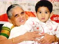 Vishweshwar Bhats mother Girija Bhat with grandson