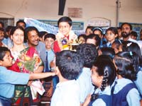 Girish Koushik in a happy moment with his friends and teachers