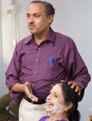 Subray Bhat demonstrating the art of makeup