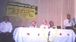 Krishnashastry speaking at the function